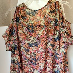 FREE WITH PURCHASE !!!   XL Westport Floral Cold Shoulder Sheer  Womens Top